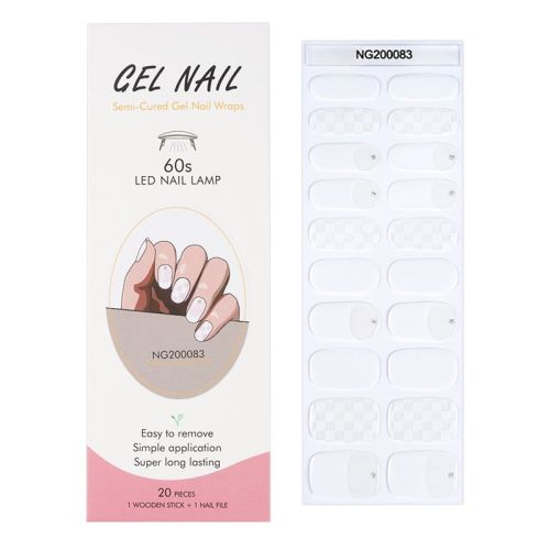 Gel 20 Finger Phototherapy Light UV Polish Half Baked Nail Stickers Gel 20 Finger Phototherapy Light UV Polish Half Baked Nail Stickers
